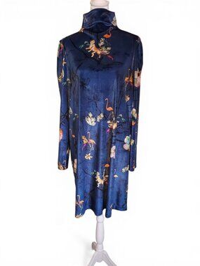 Pietro Brunelli Maternity Dress Saphhire Blue Velvet Jungle Pattern